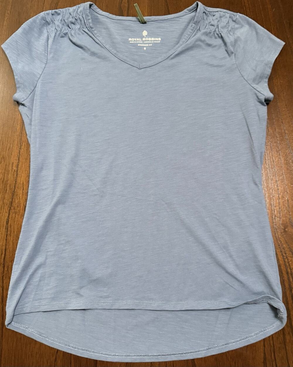 Royal Robbins Top Shirt WOMEN'S FEATHERWEIGHT SLUB TEE Blue Outdoor Small S